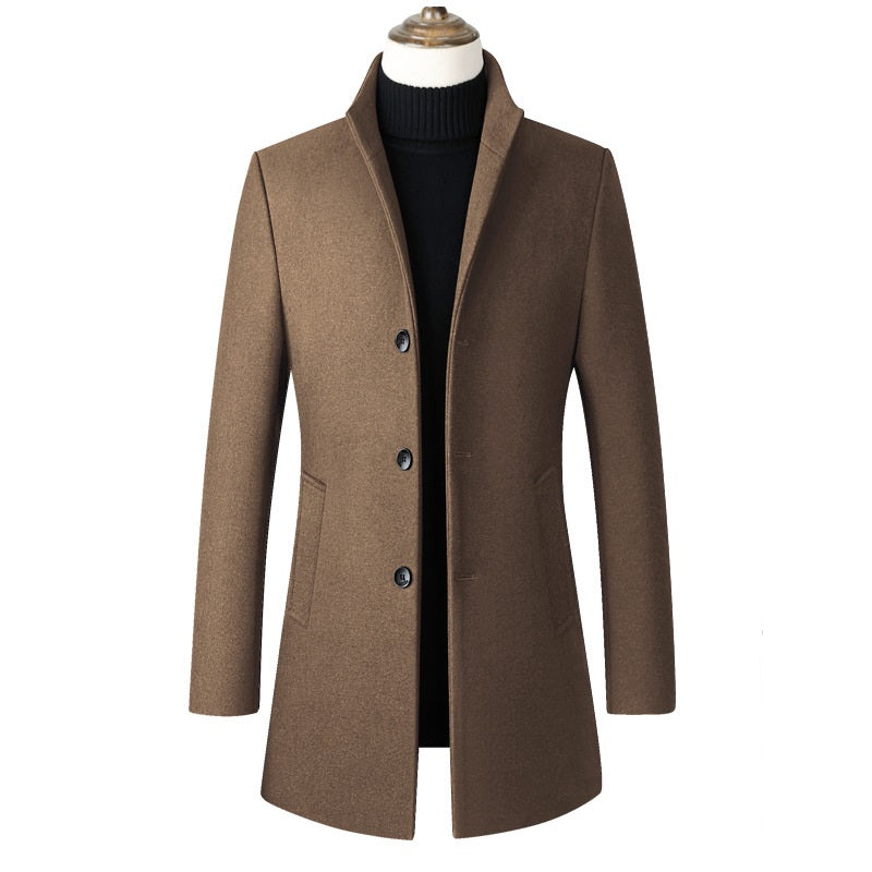 Men's Premium Thick Stand Collar Wool Coat