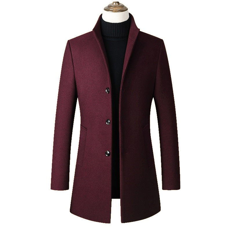 Men's Premium Thick Stand Collar Wool Coat