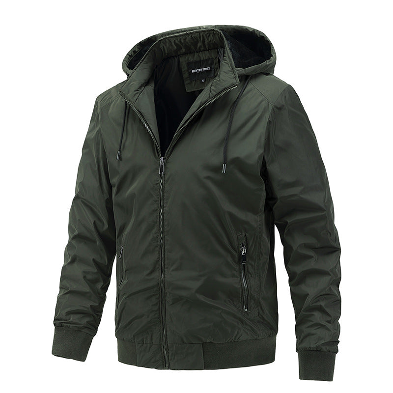 Men's Casual Solid Hooded Slim Fit Jacket