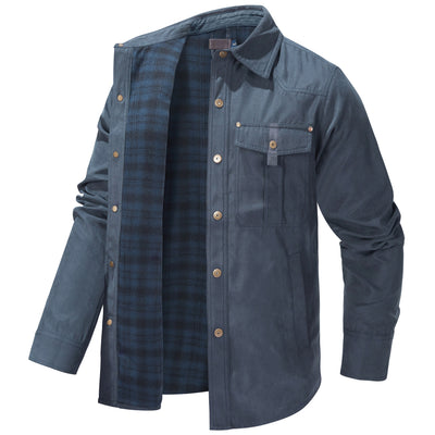 Men's Plaid Flannel Collar Casual Jacket