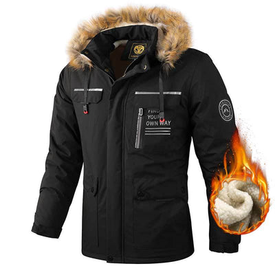 Men's Winter Inner Fleece Waterproof Hooded Jacket