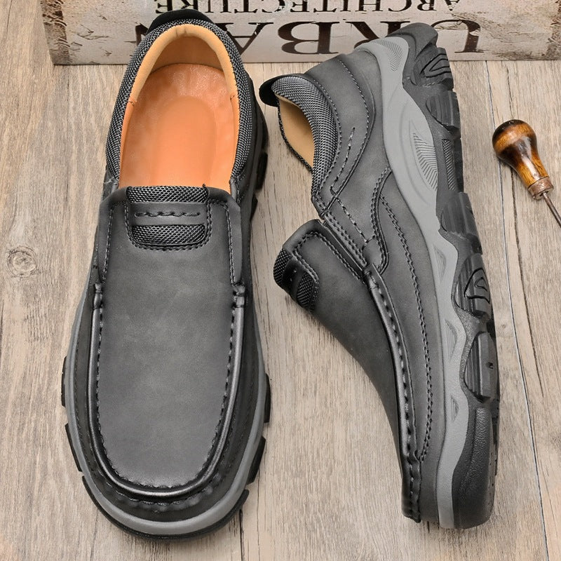 Men's Comfortable Loafers, Casual Slip-on Walking Leather Shoes