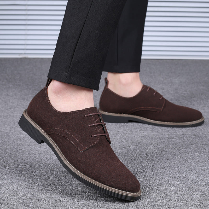 Men's Suede Leather Dress Shoes Casual Lace Up Oxfords Shoes