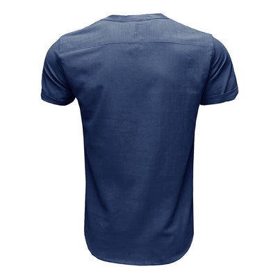 Men's Linen Cotton Henley Comfortable T-shirts