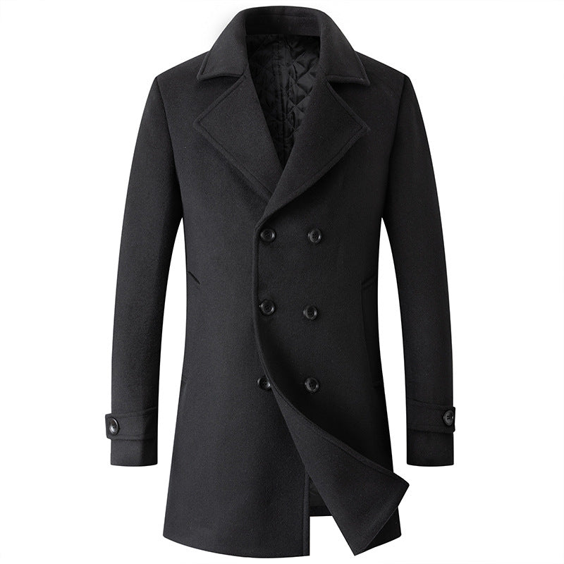 Men's Classic Double Breasted Wool Blend Pea Coat