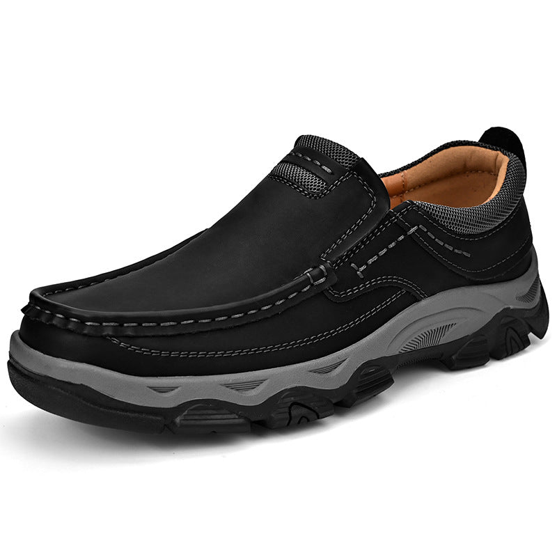 Men's Comfortable Loafers, Casual Slip-on Walking Leather Shoes