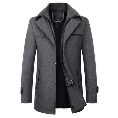 Men's Premium Thick Double Collar Wool Blend Coat