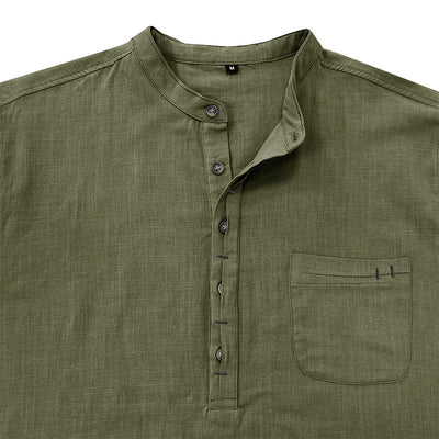 Men‘s Casual Breathable Cotton Linen Long Sleeve Shirt
