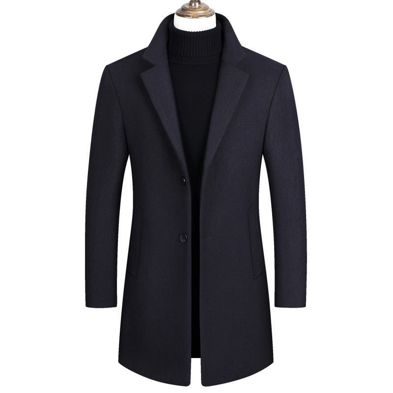 Gentleman Thick Turn-Down Wool Pea Coat #002