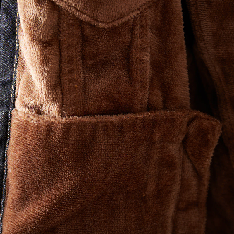 Men's Winter Thicken Inner Fleece Denim Jacket
