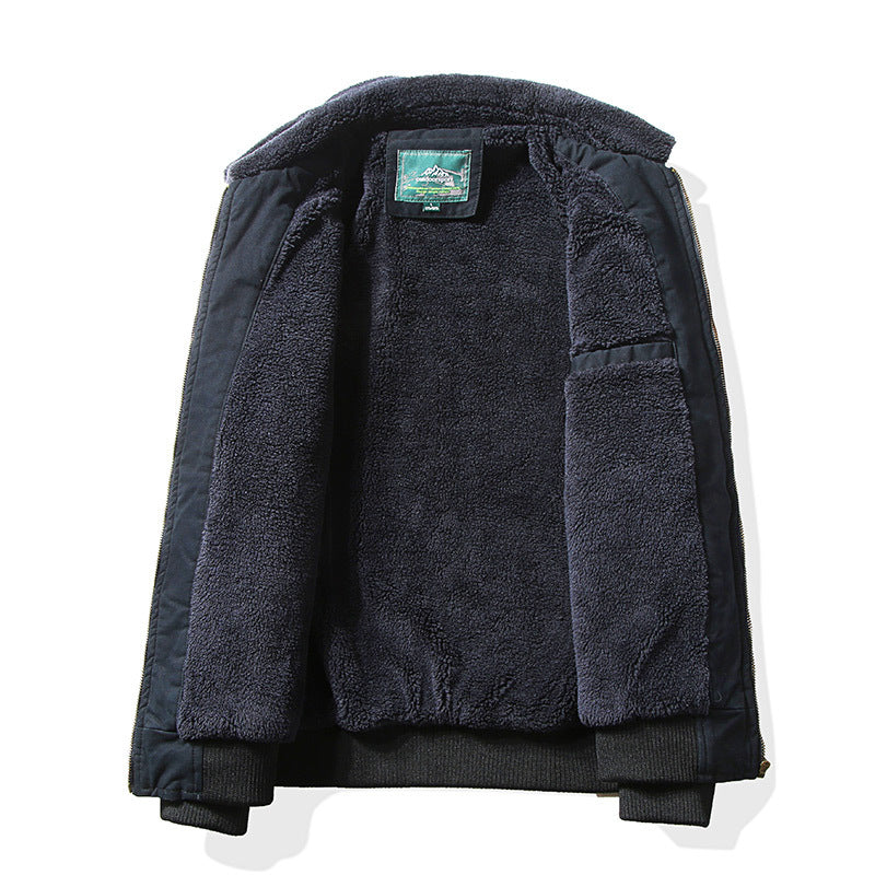 Men's Fur Collar Wool Fleece Jacket