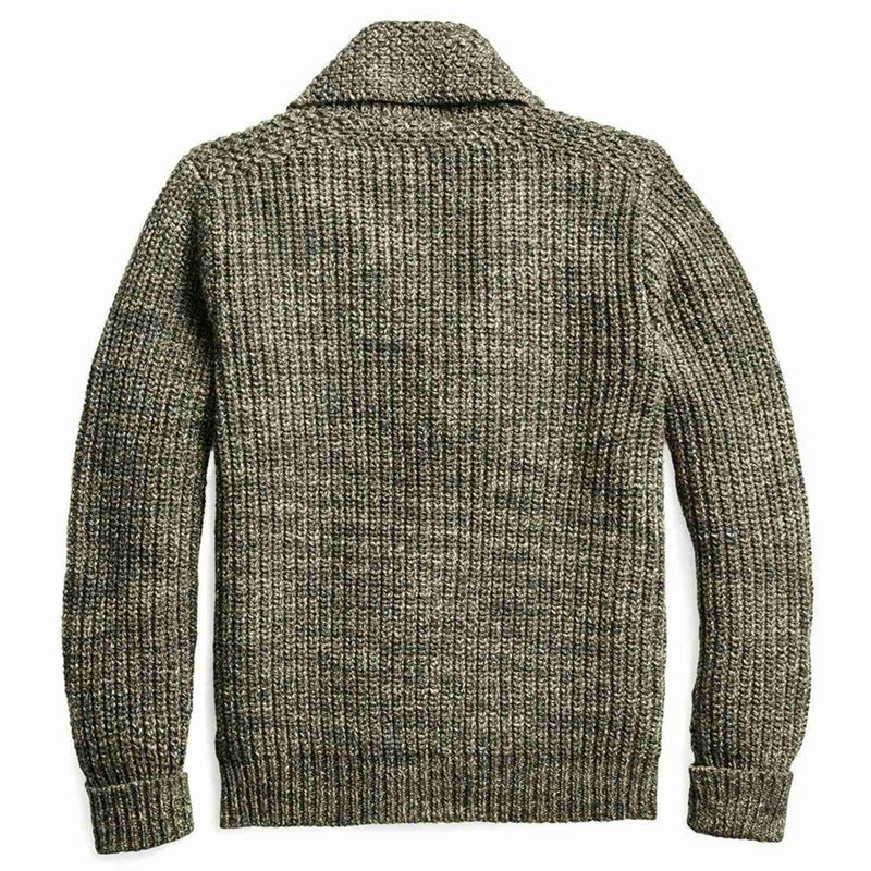 Men's Striped Lapel Zip Knitted Jacket