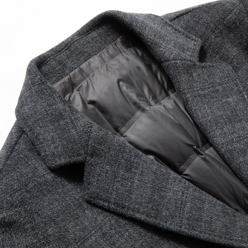 Men's Premium Business Duck Down Lining Wool Coat