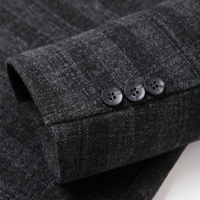 Men's Long Business Duck Down Lining Wool Coat