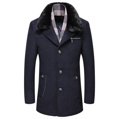 Men's Winter Wool Coat With Detachable Collar