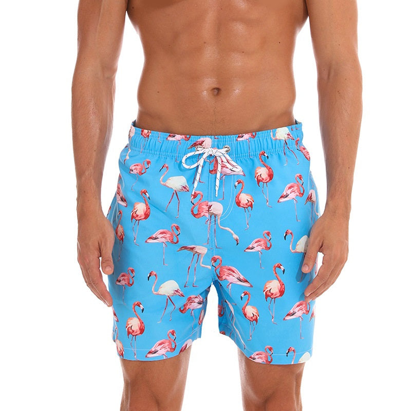 Flamingos Printed Beach Shorts