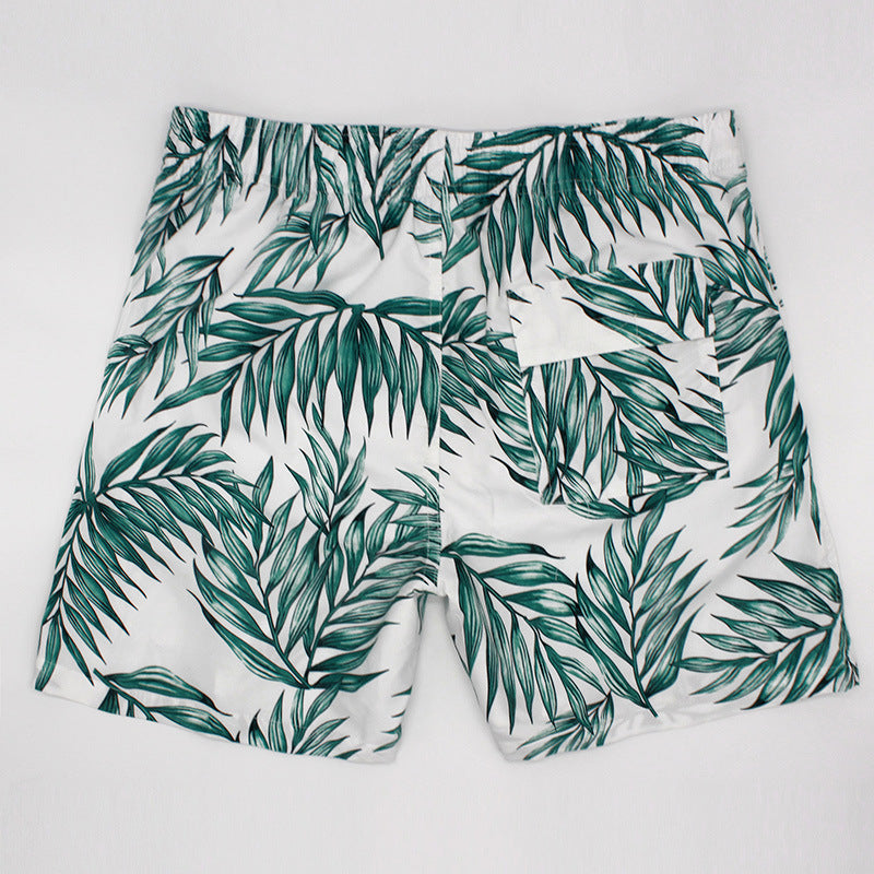 Leaf Printed Beach Shorts