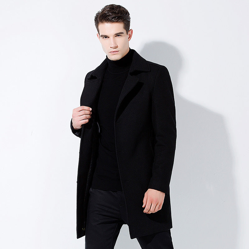 Men's Classic Long Wool Blend Coat