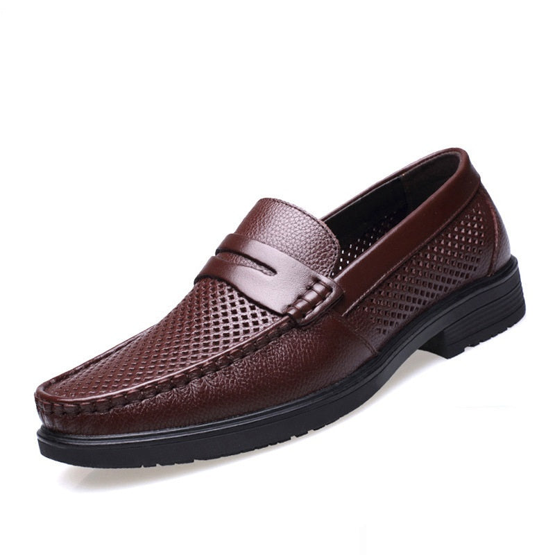 Leather Mesh Breathable Business Shoes