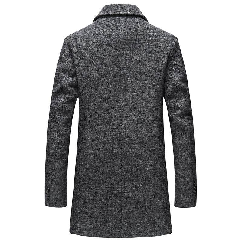 Men's Business Casual Slim Fit Scarf Wool Coat