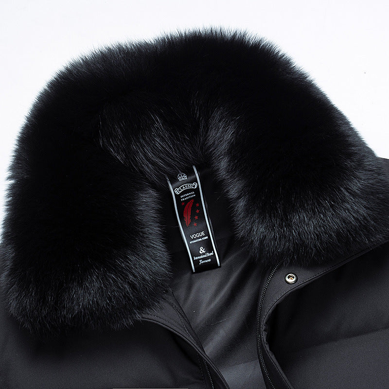 Winter Warm Down Jacket With Detachable Fur Collar