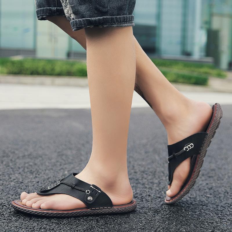 Pearlzone_Men's Open Toe Flip-Flops with Adjustable Strap Buckle