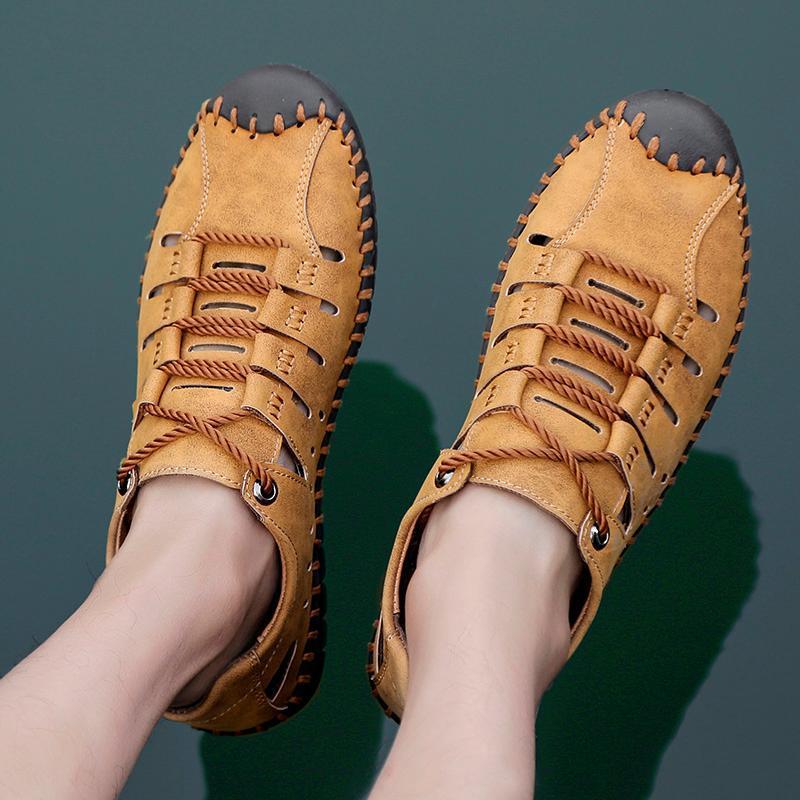 Men's Breathable Leather Large Size Sandals