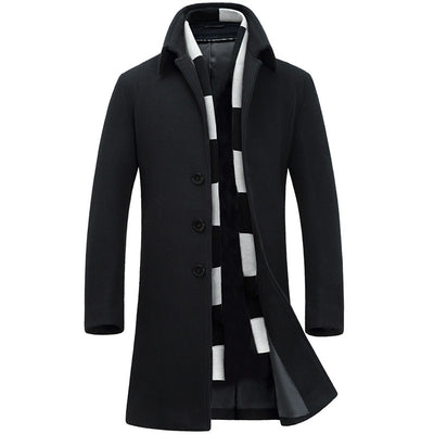 Men's Business Thicken Long Wool Trench Coat