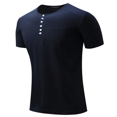 Men's  Buttons 100% Cotton T-shirt
