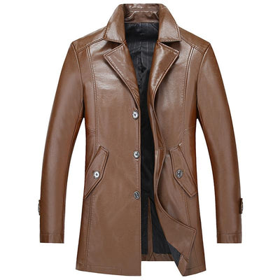 Men's Classic Long Style Leather Jacket
