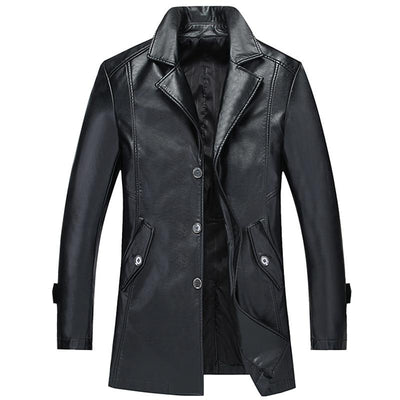 Men's Classic Long Style Leather Jacket