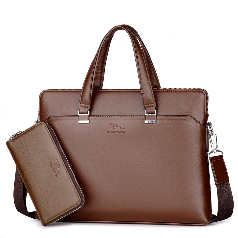 Genuine Leather Laptop Messenger Bag - Premium Office Briefcase