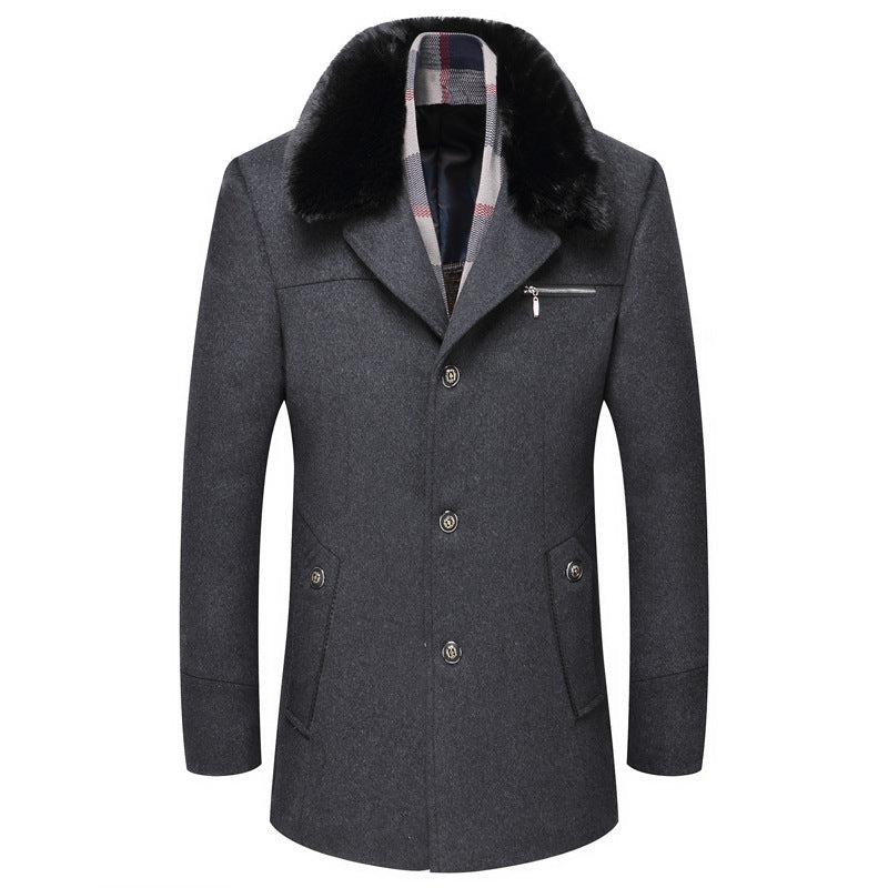 Men's Winter Wool Coat With Detachable Collar