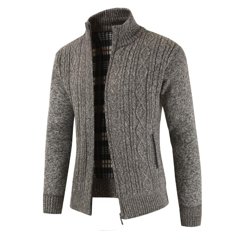 Men's Casual Full Zip Thick Knitted Sweater