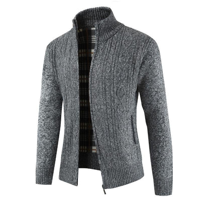 Men's Casual Full Zip Thick Knitted Sweater