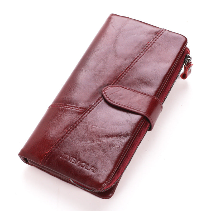 Men's Vintage Look Genuine Leather Long Bifold Wallet