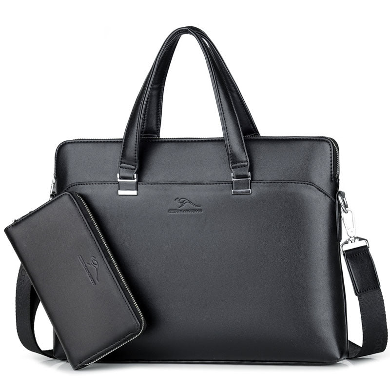 Genuine Leather Laptop Messenger Bag - Premium Office Briefcase