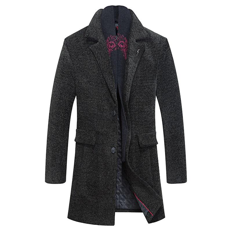 Winter Thicken Classic Long Coat With Scarf