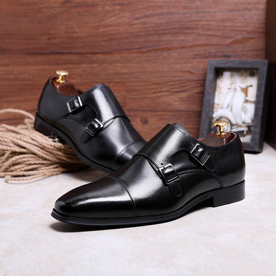 Genuine Leather Double Strap Monk Shoes