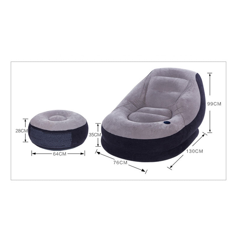 Inflatable Flocking Single Lazy Sofa With Footstool Chair