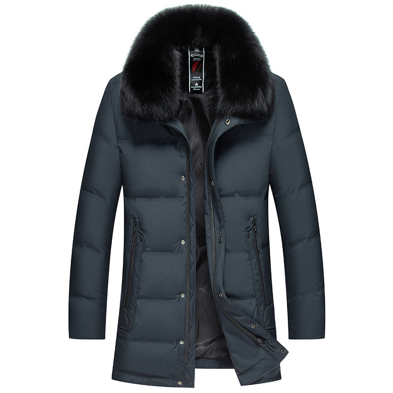 Winter Warm Down Jacket With Detachable Fur Collar